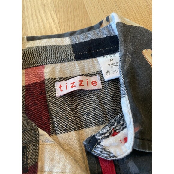 Tizzie Dog Print Long Sleeve Button Down Flannel Cuff Collar Shirt Women's M - Picture 3 of 7